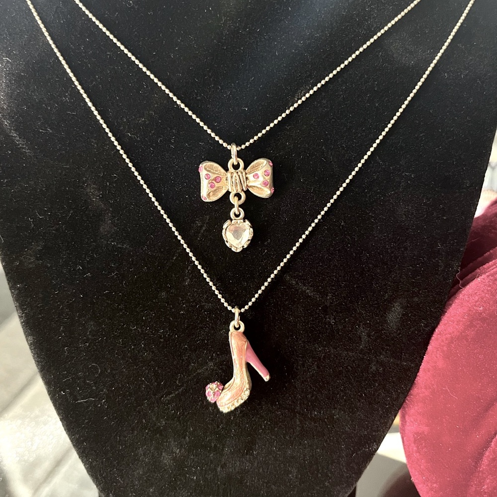 Betsey Johnson Double Layered High Heel and Bow Necklace